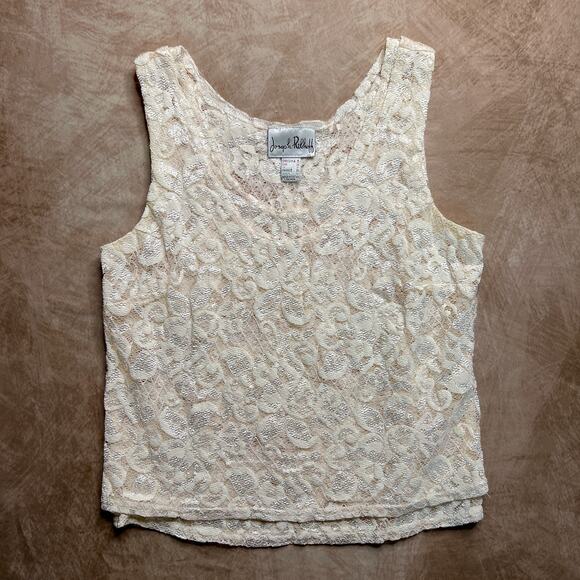 Joseph Ribkoff Vintage Y2K Floral Lace Tank Top Mesh Double Layered Sleeveless - Picture 6 of 6